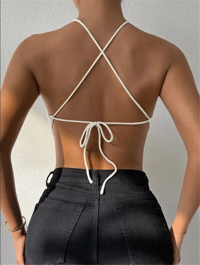 105g Weight Polyester Fabric Type Short Top Length Crop Top Tops Type Holiday, Bar Occasion Halter Neck Neckline Slim Fit Type Solid Color Pattern Summer Season Women's Gender Sexy, Streetwear Style Wholesale Women's Sexy Streetwear Solid Color Tank Tops 1