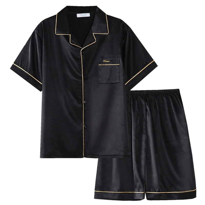 Пижама, тонкая шелковая летняя шорты, набор, с коротким рукавом, год выпуска 2024