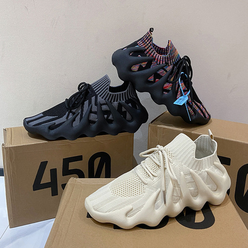 Couple flying knitted socks shoes for women and men 2024 spring new Korean style breathable sports and casual shoes Octopus running shoes
