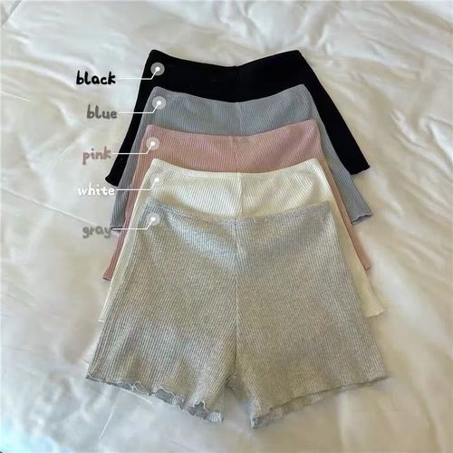 Women's Summer Non-Slip and Non-Rolling Thin Ice Silk Shorts, Wearable Inside and Outside, Vertical Ribbed Base Layer, Elegant Style