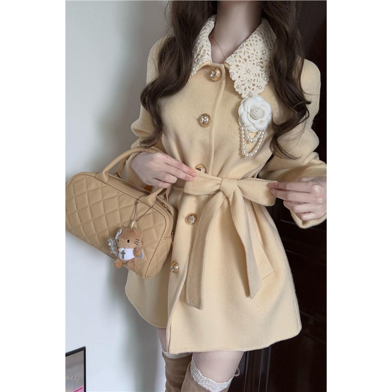 miu系毛呢外套女秋冬韩系千金风设计感小众超好看高级感呢子大衣