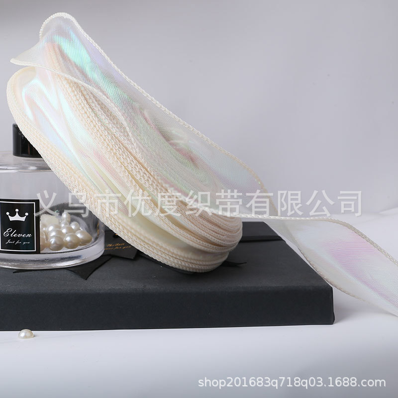 Hilado de cola de pez Symphony Cinta Decoración de pastel Ramo de copia lateral Boleto de flores Tombro de lazo Cinta de hilo ondulado