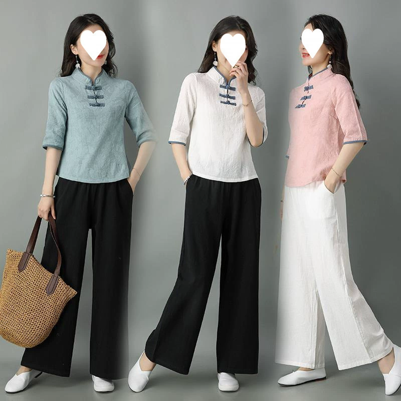 Z5Z Tang костюм женский китайский стиль буддийская одежда дзен династия Хань улучшенный топ Cheongsam ретро чайная одежда женская весенняя одежда в китайском стиле