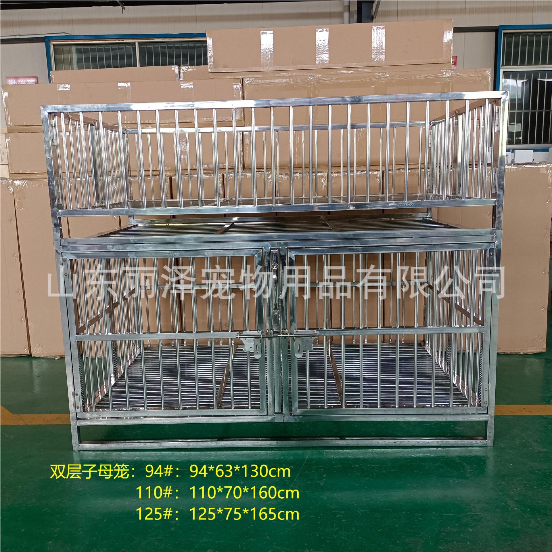 Jaula para perros y gatos con ruedas, bandeja recolectora, uso interior y exterior, acero inoxidable