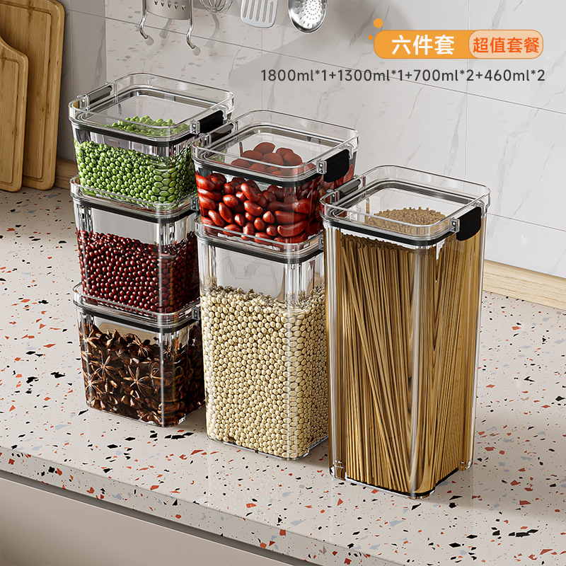 Tanque de sellado, tanque de almacenamiento de cocina transparente, productos secos, bocadillos, granos, caja de almacenamiento, botella de almacenamiento, nueces, té a prueba de humedad