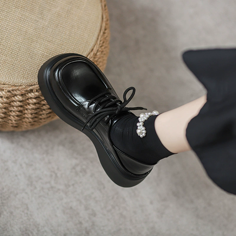 Толстая обувь Lefu Женская весна и лето 2023 новые сосновые кондитерские туфли Британский стиль одиночные туфли увеличены