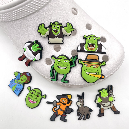 10 animated character cartoon monster Shrek shoe flower shoe buckle PVC Crocs decoration removable