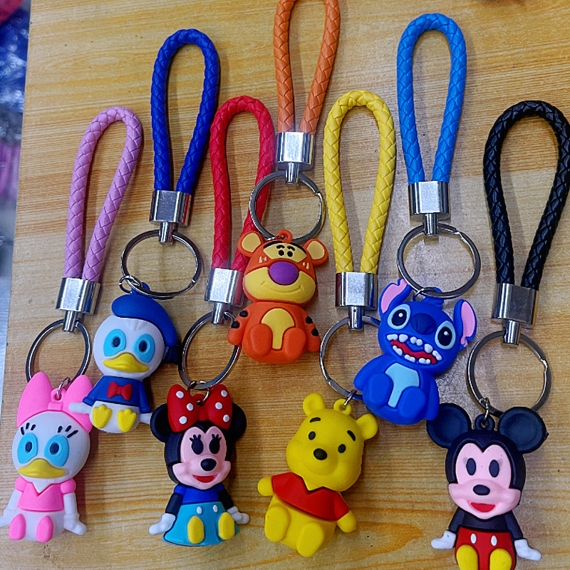 New Mickey and Minnie Woven Rope Pendant Silicone 3D Keychain Doll Couple Cartoon Ornament Gift Wholesale New Mickey and Minnie Woven Rope Pendant Silicone 3D Keychain Doll Couple Cartoon Ornament Gift Wholesale