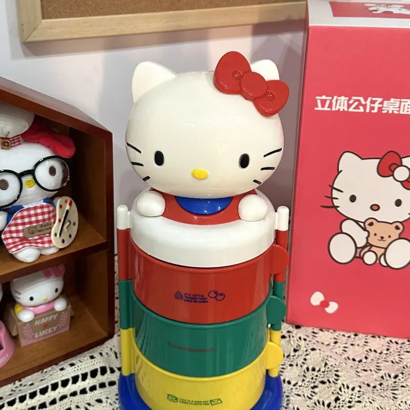 KT三层旋转收纳盒摆件可爱猫头收纳架女生礼物送闺蜜饰品卡通家用|undefined