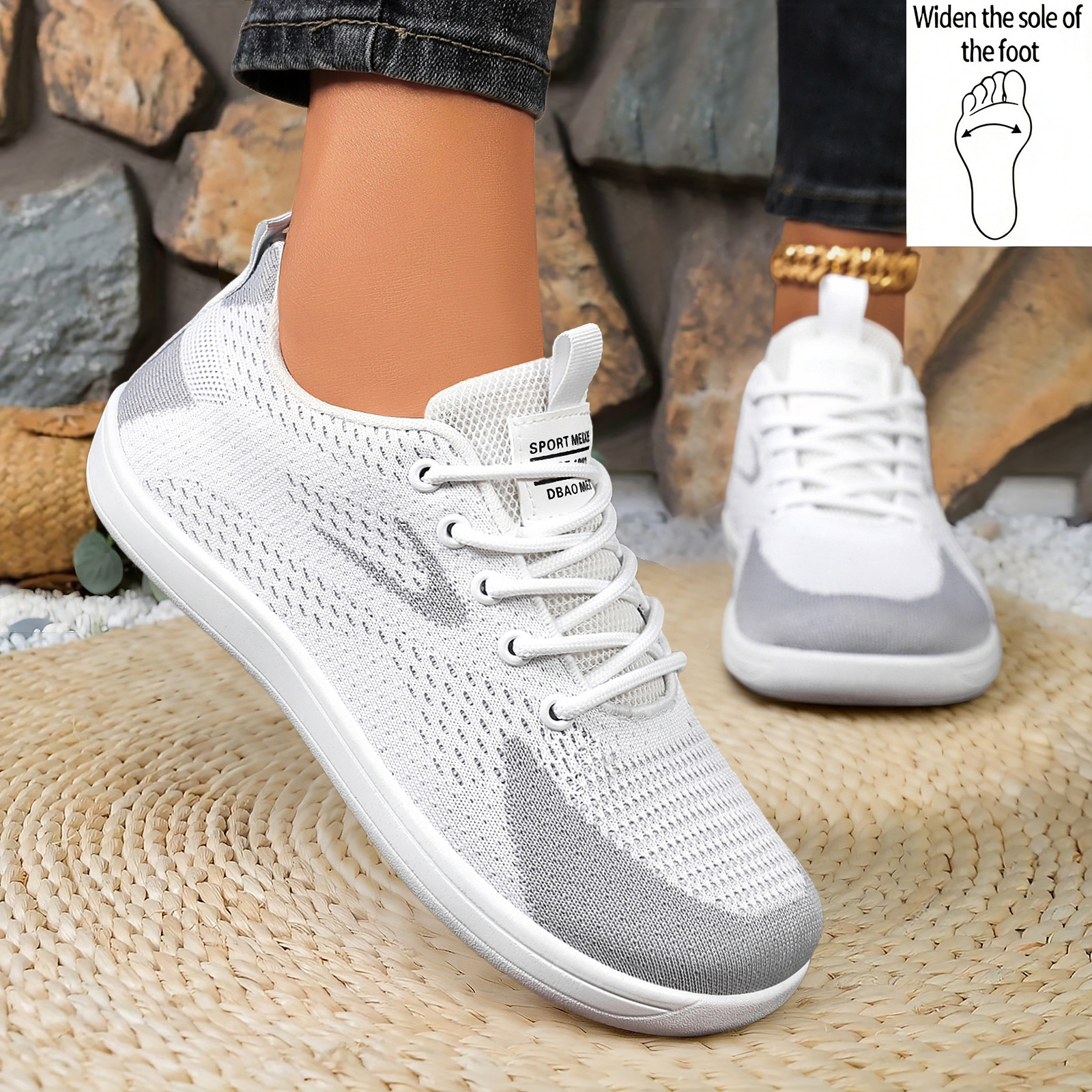 Zapatos de mujer primavera transfronteriza zapatos de mujer ligeros de tejido de vuelo zapatos casuales no apretados no cansados zapatos de cabeza ancha zapatos de caminar anchos