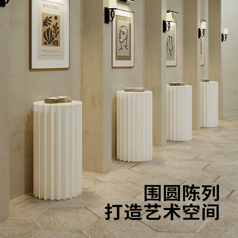 十八纸 Zhongdao Display Station Cylindrical Display Stand Shopping Mall Showcase Circular Display Stand Creative Clothing Store Foldable