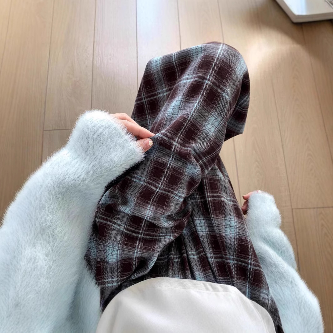 바지 가을 겨울 기모 두꺼운 새로운 도착 양고기 벨벳 격자 바지 여성의 높은 허리 따뜻한 캐주얼 바지 격자 바지
