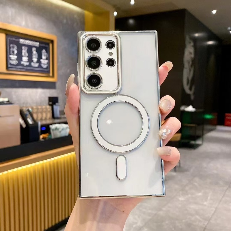 Samsung S25Ultra 電気メッキ磁気模造オリジナル携帯電話ケース S24FE ハイエンド落下防止 S22 保護カバーに適しています。|undefined