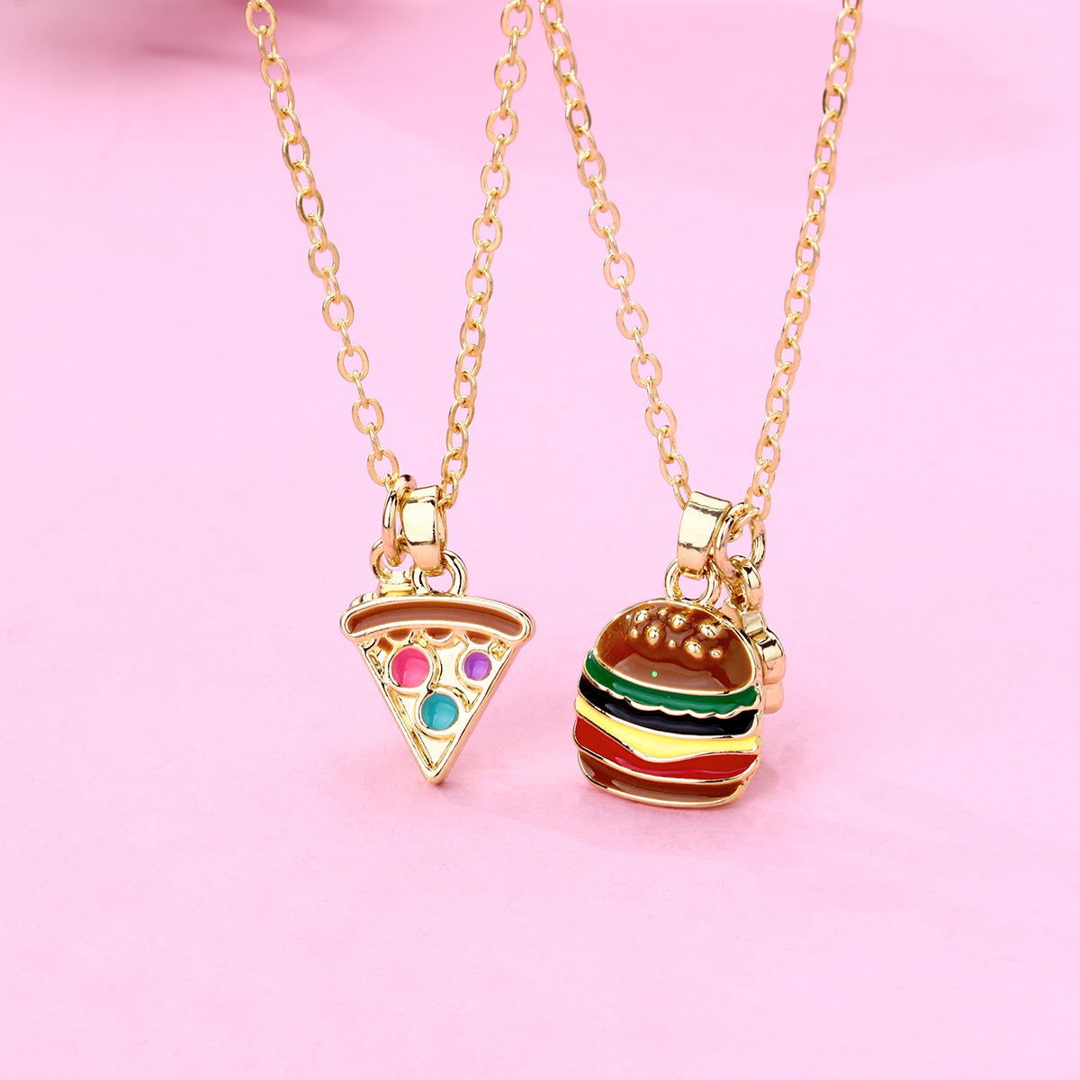 Cartoon Style Letter Hamburger Alloy Enamel Unisex Necklace