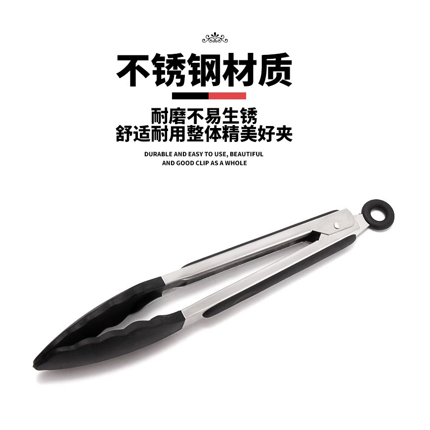 Clip de comida de silicona Clip de herramienta de barbacoa de acero inoxidable Clip de bistec Clip de comida resistente a altas temperaturas Clip de barbacoa de acero inoxidable