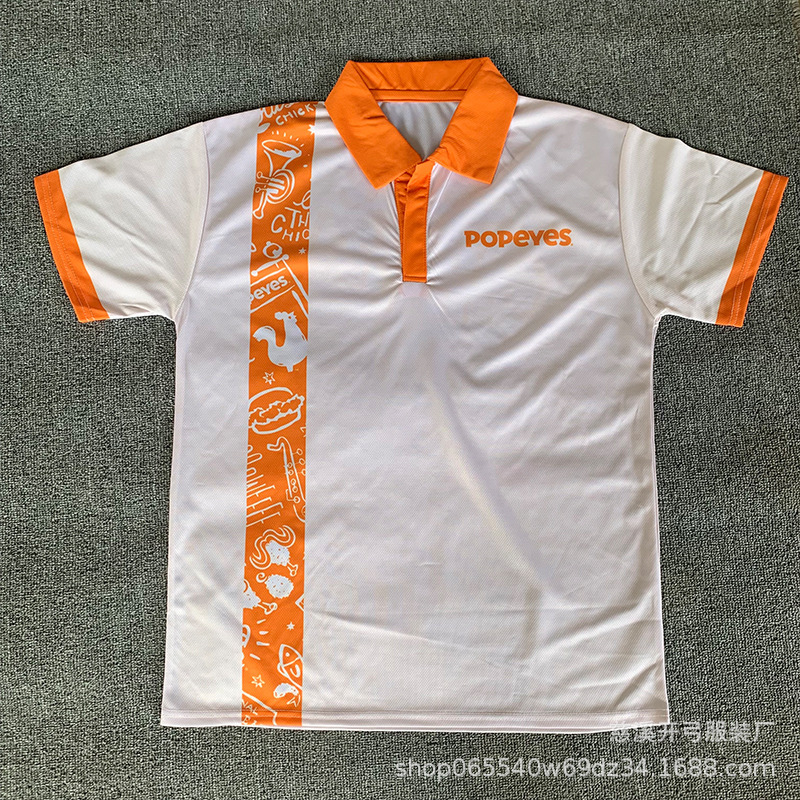 All-Polyester Lapel Burger King T-Shirt Digital Printed Advertising Shirt Short-Sleeved Men's and Women's Polo Shirt Printed Logo Cultural Shirt All-Polyester Lapel Burger King T-Shirt Digital Printed Advertising Shirt Short-Sleeved Men's and Women's Polo Shirt Printed Logo Cultural Shirt