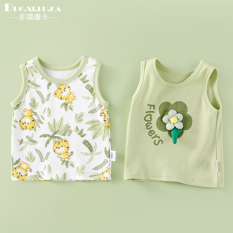 A drop-shipping baby vest clothes summer thin children's pure cotton tops for boys and girls suspenders sleeveless bottoming shirts