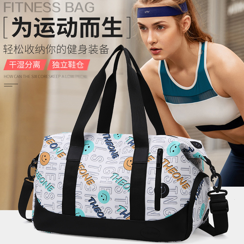 Nueva letra de moda bolso de viaje de moda bolso de mano ligero bolso antiespiración bolso de ejercicio bolso de yoga para mujeres