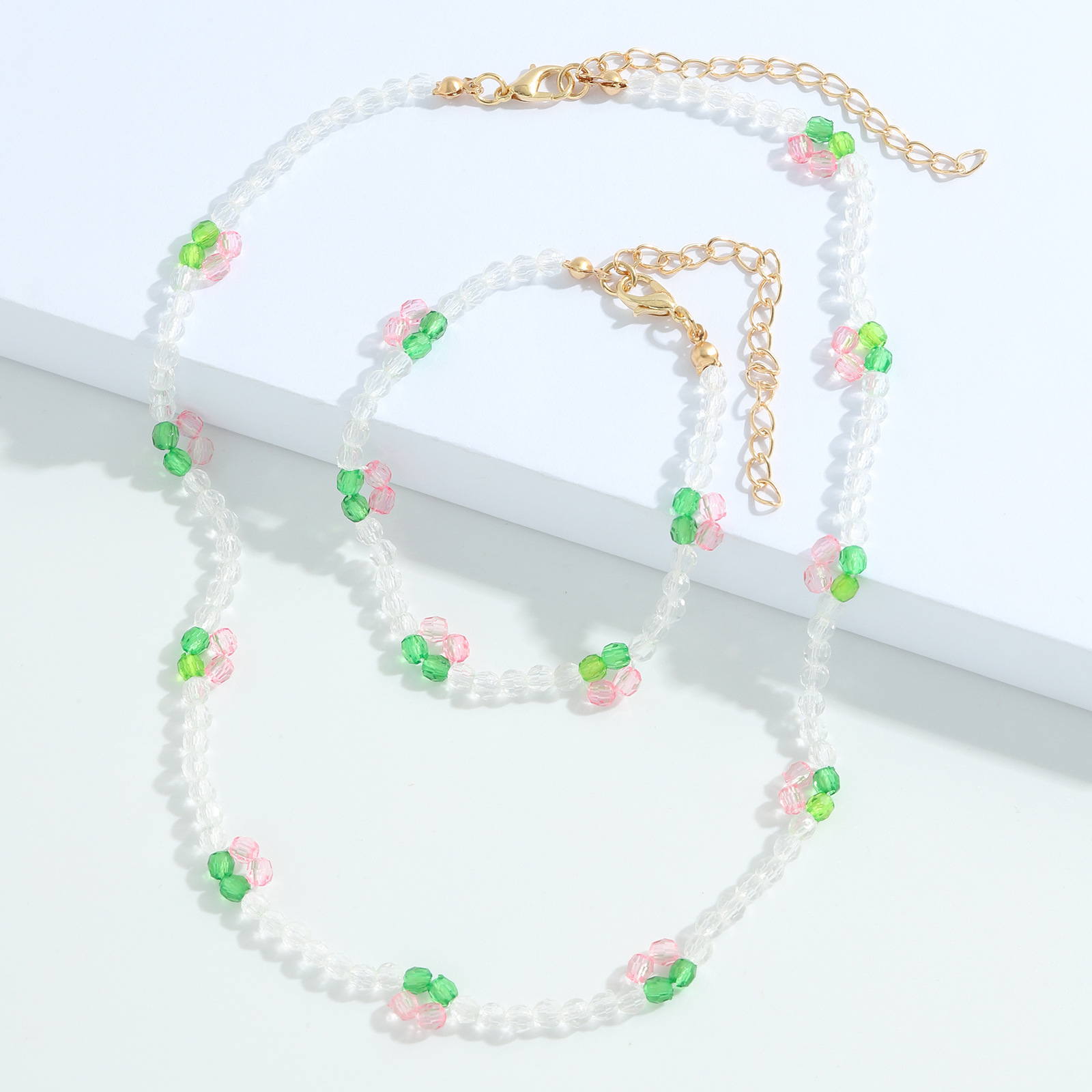 Simple Beads Acrylic Cherry Chain Multi-layer Necklace Bracelet Set display picture 8