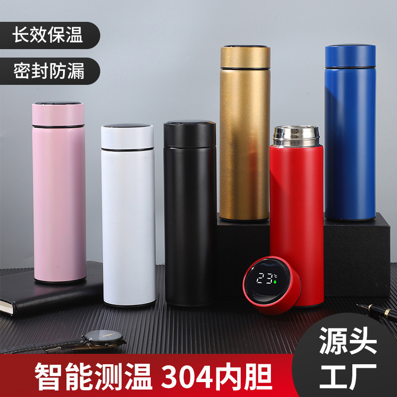 Factory Direct Supply Smart 304 Stainless Steel Temperature Display Printed Logo Business Office Temperature Insulated Cup Portable Tea Cup