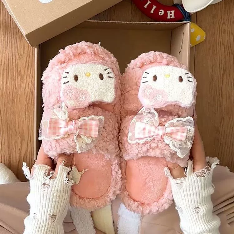 Тапочки Hello Kitty, милые зимние домашние туфли, комфортные, корейский стиль, 2025