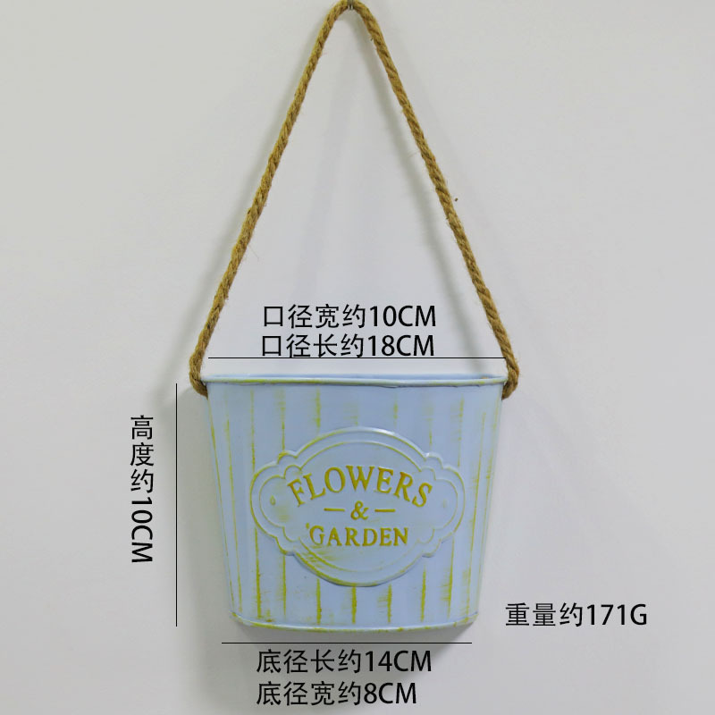 Retro hierro forjado pared flotante canasta de flores canasta de flores decoración de pared jardín patio balcón interior pared colgante barril
