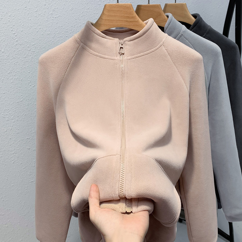 Abrigo polar para mujer Otoño e Invierno 2023 nuevo forro polar grueso cálido superior suelto casual collar cardigan suéter