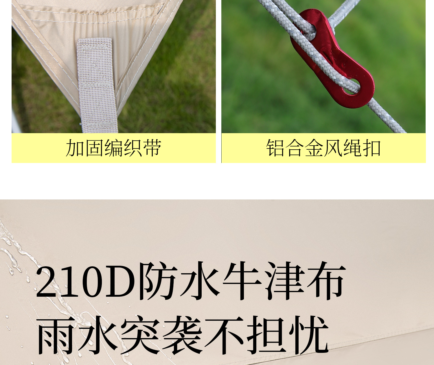 Mountain Guest's New Titanium Black Plastic Canopy Camping Style Outdoor Portable Outdoor Canopy Is Wind-Proof, Rain-Proof and Uv-Proof
