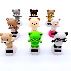 太陽能汽車裝飾擺件高檔蘋果花搖擺車載飾品辦公室小熊貓創意用品