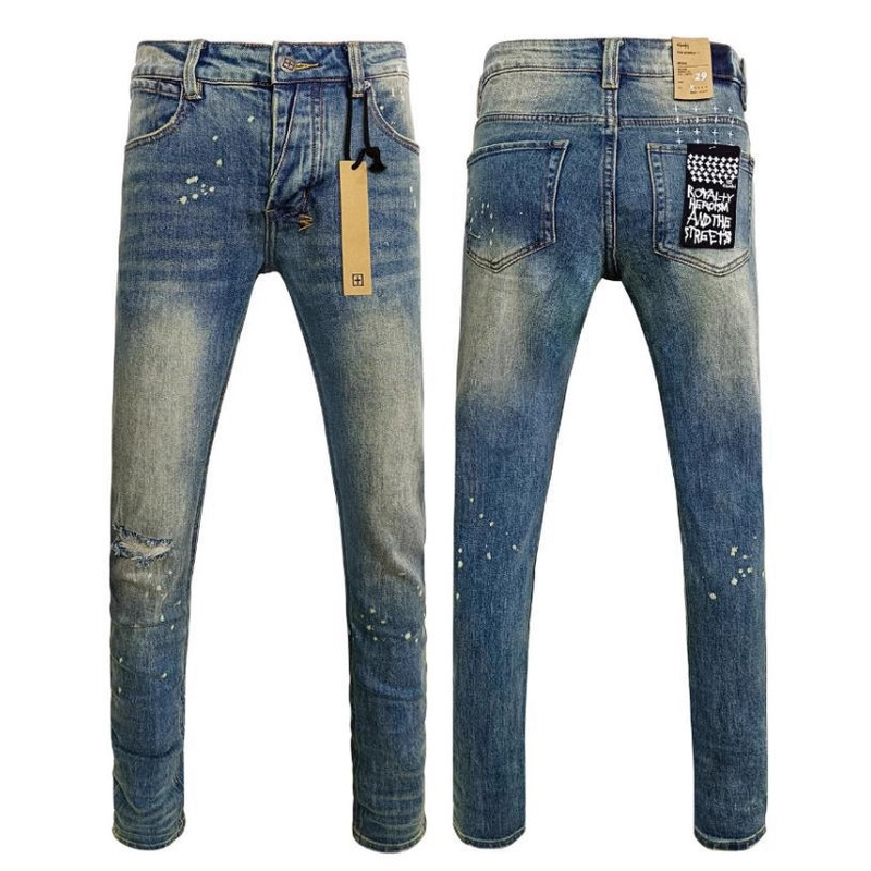 Cross-Border High-Quality Trendy Ksubi Retro Blue Ripped Washed High Street Men's and Women's Casual Trendy Stretch Jeans
