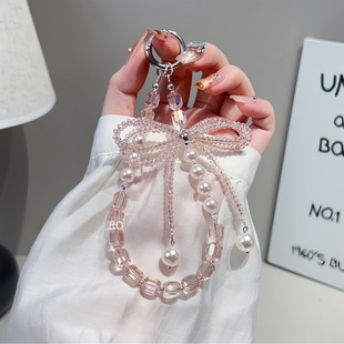 Advanced Crystal Mobile Phone Chain Fashion Pearl Mobile Phone Lanyard Bow Beaded Mobile Phone Case Hanging Ornaments Portable Hanging Chain