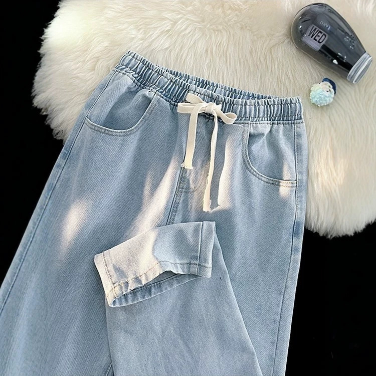 2026 Spring New Cross-Border Elastic Waist Jeans for Men, American Retro Casual Pants, Loose Straight-Leg Trousers 2026 Spring New Cross-Border Elastic Waist Jeans for Men, American Retro Casual Pants, Loose Straight-Leg Trousers