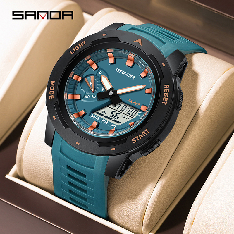 SANDA SANDA 3360 reloj de estudiantes moda multifuncional reloj deportivo al aire libre impermeable reloj electrónico de luz nocturna