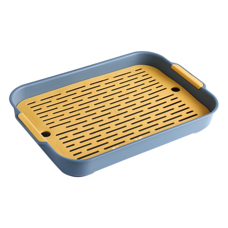 Bandeja de té para el hogar bandeja de drenaje de doble capa bandeja de plástico plato de fruta rectangular plato de cena creativo plato de postre de cocina