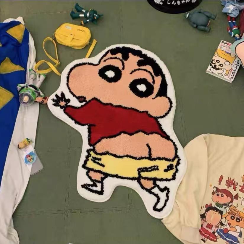Cartoon Cute Crayon Shin-Chan Imitation Cashmere Floor Mat, Thick Absorbent Bathroom Mat, Dirt-Resistant and Wear-Resistant Bathroom Door Mat
