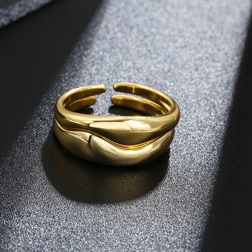 ins new hot selling printed open ring copper plated real gold ring cold style ladies ring jewelry