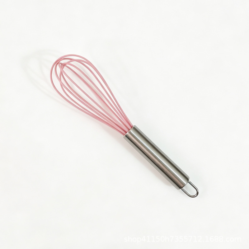 Batidor de huevos de silicona manual de acero inoxidable crema dispensador de mano licuadora mini herramienta de horneado casera colorida image 13
