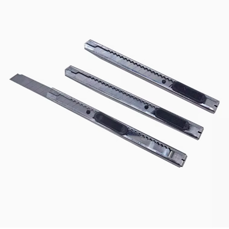 Cuchillo de uso general de acero inoxidable pequeño portátil de 9mm al por mayor, cuchillo de corte exprés de metal pequeño retráctil, cuchillo de uso general