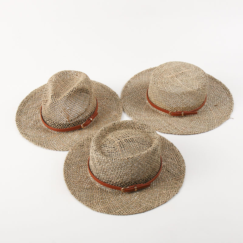 Damen Strohhut Im Hepburn Stil Mit Gürtel Für Den Sommer_voghion.com