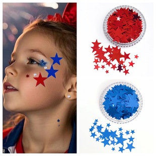 Children's Day Makeup Stickers for Face, Five-Pointed Star Eye Makeup, Forehead Patches, Stage Makeup, Sequin Face Stickers, Red Song Theme Makeup