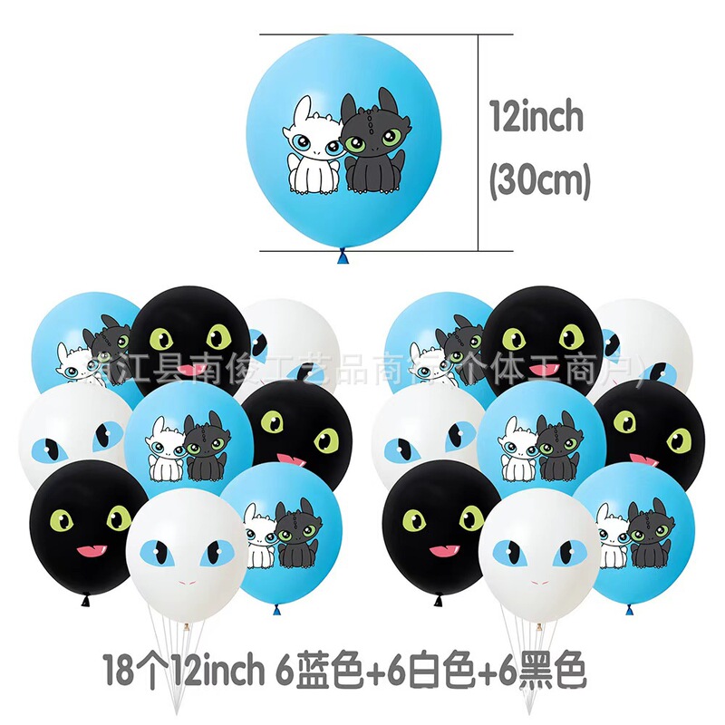 跨境驯龙高手无牙主题儿童电影生日派对场景装饰拉旗插旗新款现货|undefined