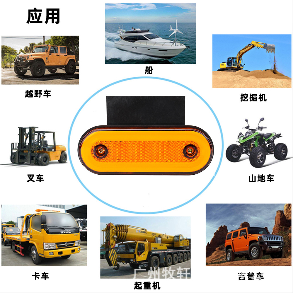 Cross-Border 24V Truck Led Guide Light Oval Side Light Tail Light Truck Light Truck Side Light Car Light