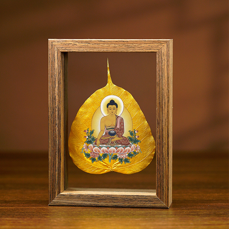 La Tabla pintada madera de la decoración de la hoja de Bodhi Zodiaco Dios amarillo del espécimen de la hoja de la riqueza puede ser cuadro fijo alta tabla transparente de la decoración de cristal
