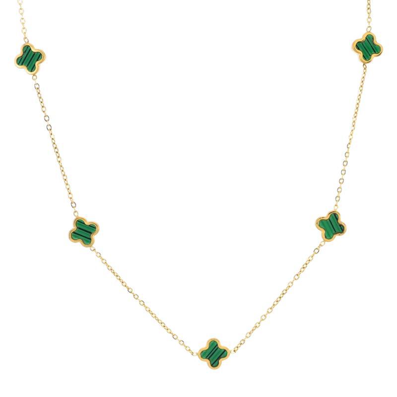 Cinco collares de cuatro hojas de doble cara chapados en oro de 18 quilates de acero de titanio sin decoloración cadena de clavícula de alta calidad nicho joyería de lujo ligera