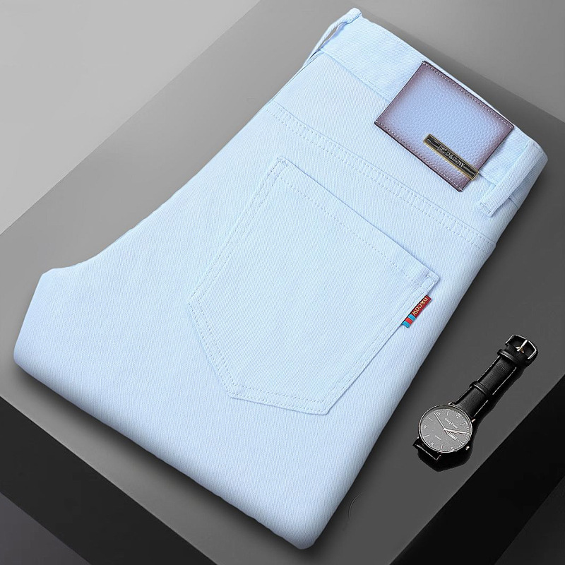 High-End Quality 2026 Spring Men's Jeans, Stretchy Trendy Brand Slim Straight-Leg Youth Business Fashion Casual Pants