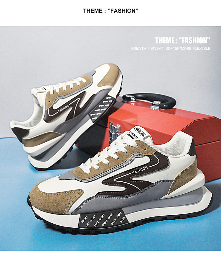 Sneakers Lage jogging-wandelschoenen Bruin Camouflage Wit Grijs Blauw Bonenmelk Licht Kameel Wit Gras Zeezout Hardloopschoenen voor heren_voghion.com
