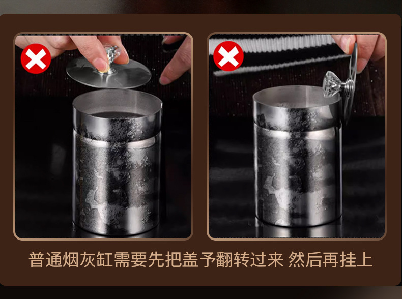 Stainless Steel Car Ashtray with Lid Car-mounted Special Ashtray with Lid Funnel Windproof Personalized Internet Celebratory High-end Living Room