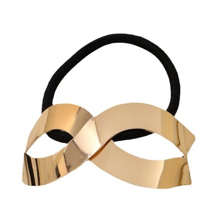 Estilo coreano Simple Red de las mujeres alto elástico de metal cepillado cuerda del pelo lazo banda de goma del pelo cuerda del pelo temperamento banda de pelo tocado