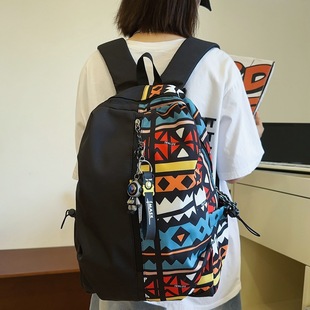Cross-Border Graffiti Splicing Men's and Women's Backpacks, Outdoor Sports Backpacks, Junior High School Students' Large-Capacity Backpacks, Casual Computer Bags