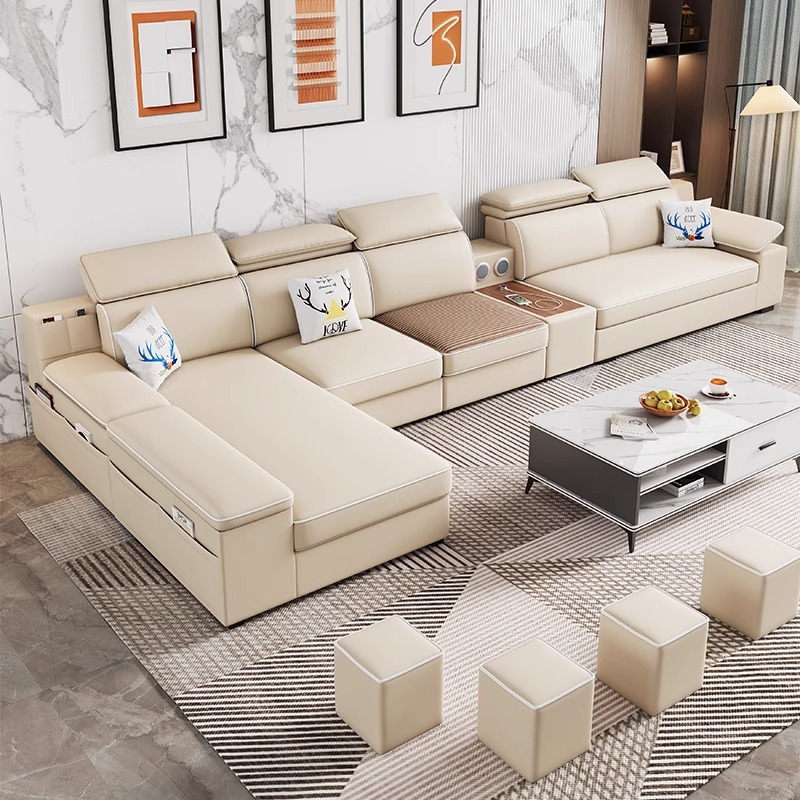 佛山ソファシンプルでモダンなリビングルームの組み合わせ大型多機能家具コーナーフェイバリーズ猫スクラッチファブリックソファ